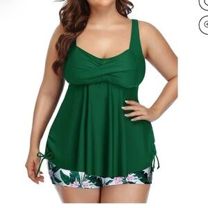 Rivelino Plus Size Tankini Swimsuit Two Piece Flowy top with Shorts